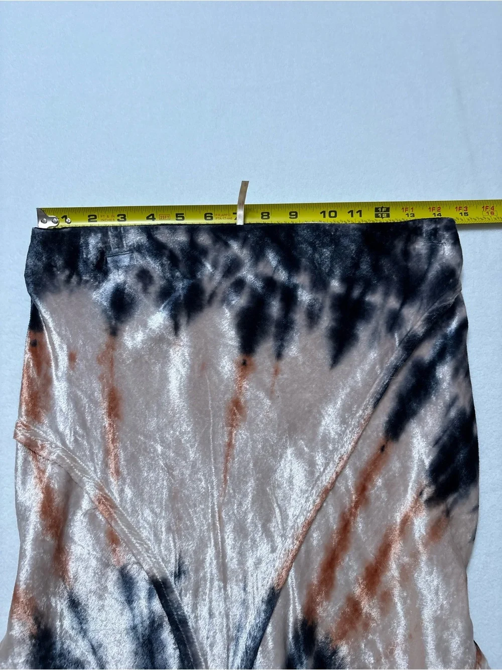 Free People Tie-Dye Midi Skirt in Beige, Navy and Rust